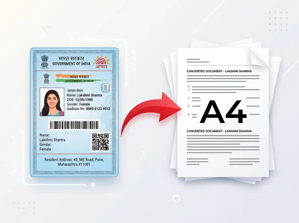 Aadhaar to A4 Print Ready Document