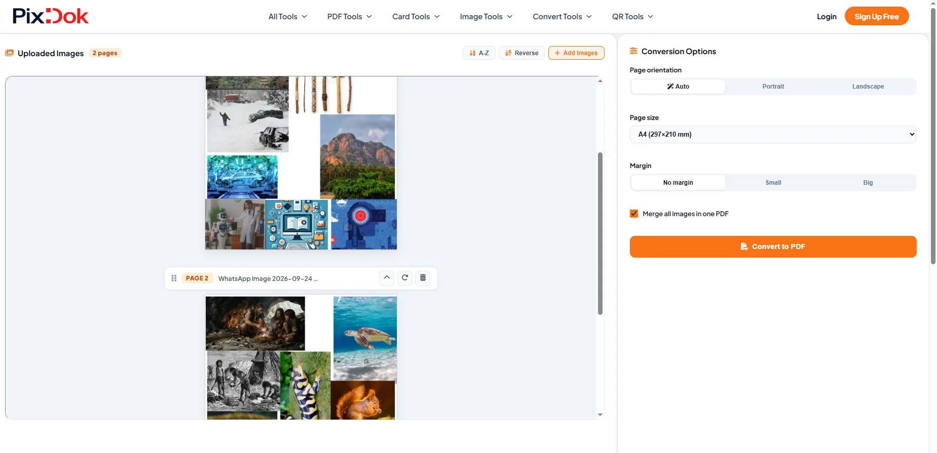 Convert multiple images to PDF with PixDok